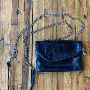 HOBO Vintage Shiny Black Leather Crossbody Bag